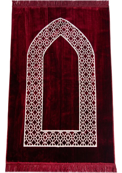 Mihrap Motifli Kadife Seccade Bordo fiyatları