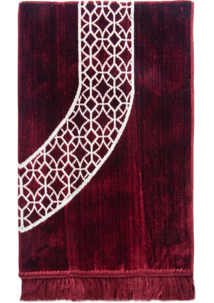 Mihrap Motifli Kadife Seccade Bordo indirimleri