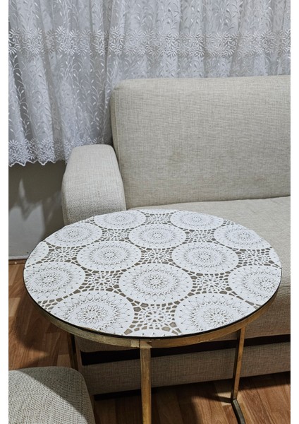 Hasır Lüx Silinebilir Yuvarlak Orta Sehpa Çicek Desenli Çeyizlik Pvc Şeffaf Masa Örtüsü fiyatları