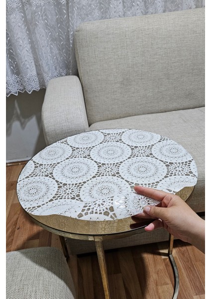 Hasır Lüx Silinebilir Yuvarlak Orta Sehpa Çicek Desenli Çeyizlik Pvc Şeffaf Masa Örtüsü modelleri