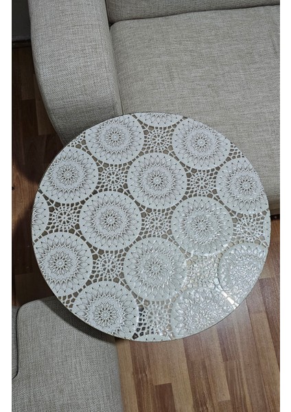 Hasır Lüx Silinebilir Yuvarlak Orta Sehpa Çicek Desenli Çeyizlik Pvc Şeffaf Masa Örtüsü indirimleri