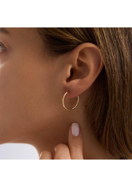 14K Altın Halka Küpe 1,2 mm 1.8 cm Gizli Kilit modelleri