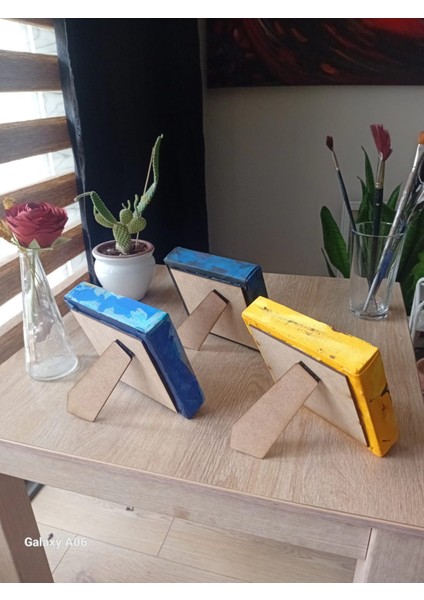 Vav Harfi Temalı Dekoratif Masaüstü Üçlü Tablo Seti