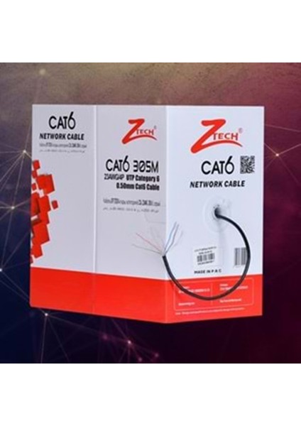 Ztech ZR-769 Siyah Indoor 23AWG 305M Cat6 Kablo