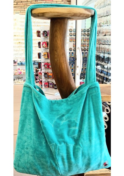 Plaj Çantasına Dönüşen %100 Pamuk Mavi Plaj Havlusu modelleri