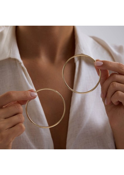 14K Altın Halka Küpe 1.8 mm 6.5 cm