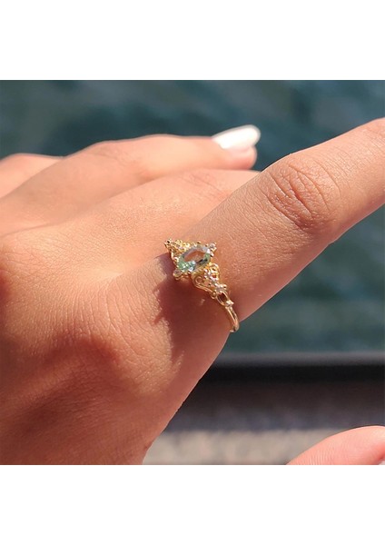 Gümüş Yüzük - Fox Love Su Yeşili Evlilik Teklifi Prenses 925 Ayar 0.50 Karat Gümüş Yüzük fırsatları