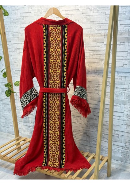 Sultan Müslin Kimono %100 Pamuklu Bornoz Kaftan Sabahlık