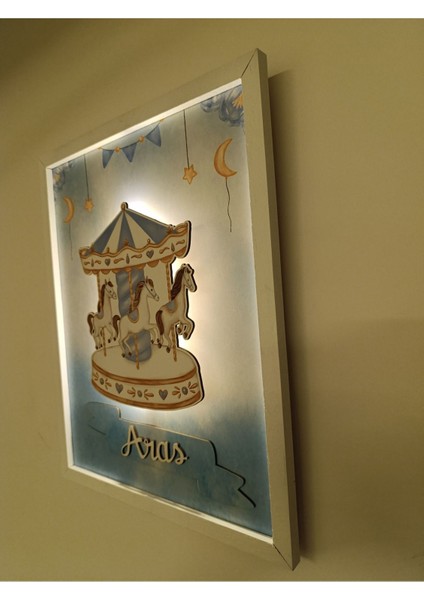 Işıklı Yeni Doğan Tablosu | Isme Özel Bebek Çocuk Hediyesi | Doğum Günü Parti Hediyesi | Ahşap Tablo fiyatları