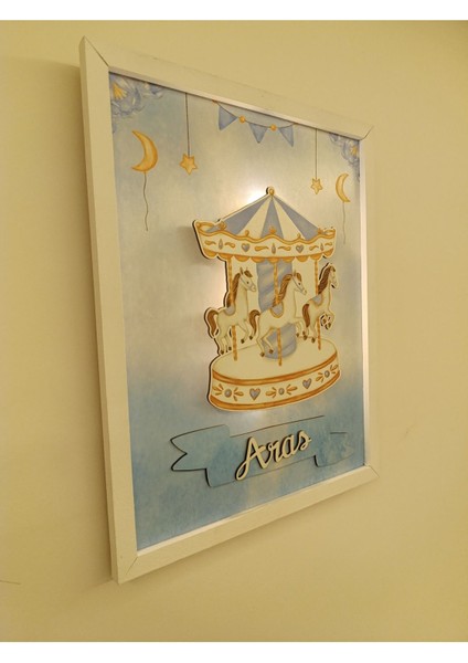 Işıklı Yeni Doğan Tablosu | Isme Özel Bebek Çocuk Hediyesi | Doğum Günü Parti Hediyesi | Ahşap Tablo modelleri