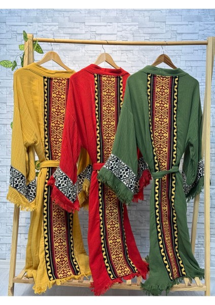 Sultan Müslin Kimono %100 Pamuklu Bornoz Kaftan Sabahlık