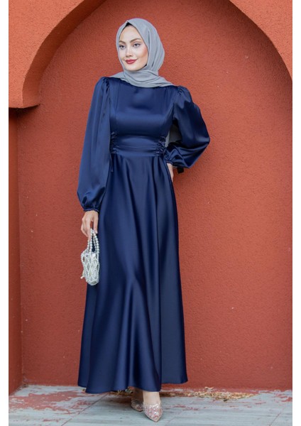 Visy Korsaj Bağlama Detaylı Saten Abiye-Laci fırsatları