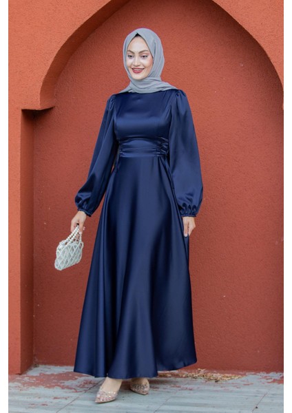 Visy Korsaj Bağlama Detaylı Saten Abiye-Laci indirimleri