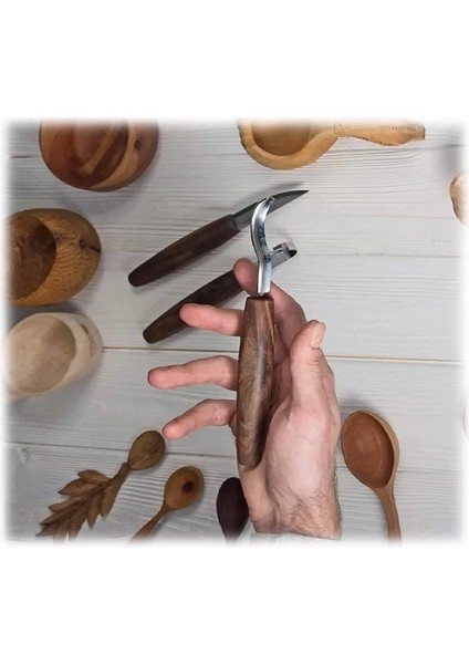 Beavercraft S14X Premium Ceviz Saplı Ahşap Kaşık Oyma Seti, 6 Parça