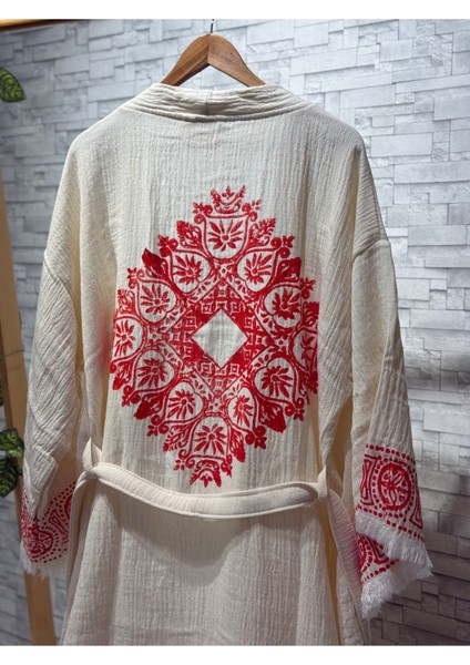 Müslin Kimono %100 Pamuklu Etnik Baskılı Desenli Bornoz Kaftan Sabahlık fiyatları