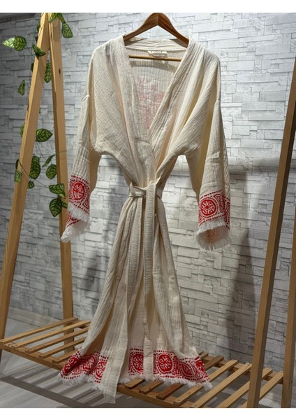 Müslin Kimono %100 Pamuklu Etnik Baskılı Desenli Bornoz Kaftan Sabahlık modelleri