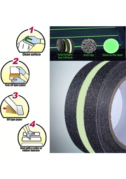 Fosforlu Kaydırmaz Bant 5CMX5M Yeşil Fosforlu Merdiven Bandı 50MM Fotolümenli fırsatları