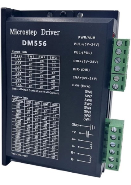Çin DM556 ,24V..50VDC/5.6A 2-Faz/4-Kablo Step Motor Sürücü