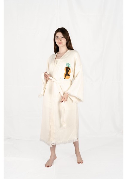 Müslin Kimono %100 Pamuklu Yaşam ve Lotus Baskılı Desenli Bornoz Kaftan Sabahlık fiyatları
