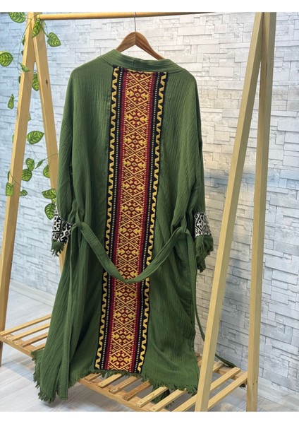 Sultan Müslin Kimono %100 Pamuklu Bornoz Kaftan Sabahlık