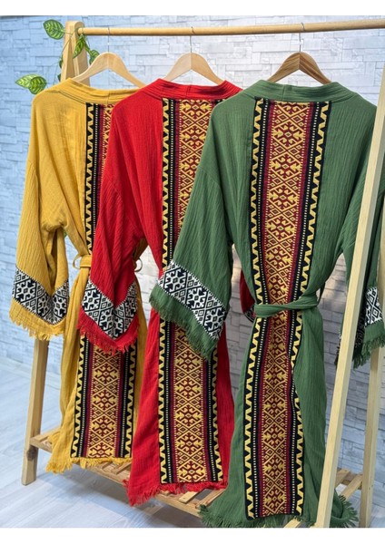 Sultan Müslin Kimono %100 Pamuklu Bornoz Kaftan Sabahlık