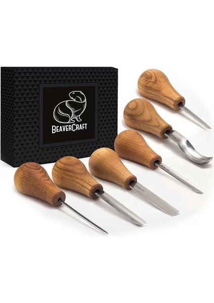 Beavercraft SC05 Avuç Içi Ahşap Oyma Iskarpela Seti, 6 Parça