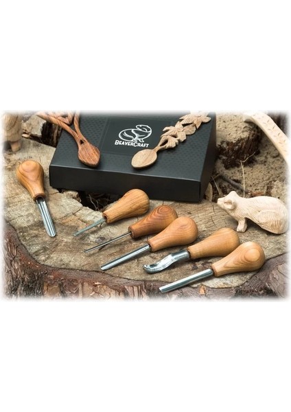 Beavercraft SC05 Avuç Içi Ahşap Oyma Iskarpela Seti, 6 Parça indirimleri