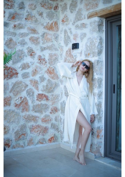 Müslin Kimono %100 Pamuklu Atatürk Baskılı Bornoz Kaftan Sabahlık fırsatları