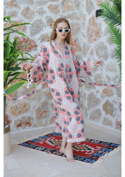 Müslin Kimono %100 Pamuklu Mandala Desenli Jakarlı Bornoz Kaftan Sabahlık fiyatları