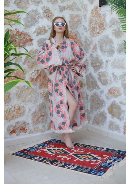 Müslin Kimono %100 Pamuklu Mandala Desenli Jakarlı Bornoz Kaftan Sabahlık modelleri