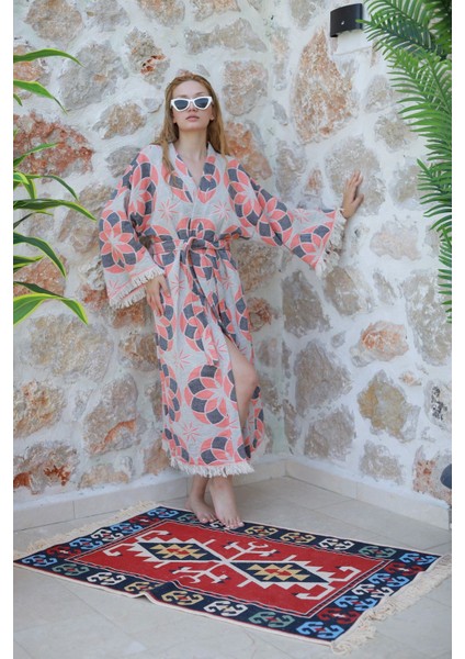 Müslin Kimono %100 Pamuklu Mandala Desenli Jakarlı Bornoz Kaftan Sabahlık fırsatları