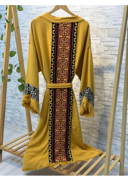 Sultan Müslin Kimono %100 Pamuklu Bornoz Kaftan Sabahlık