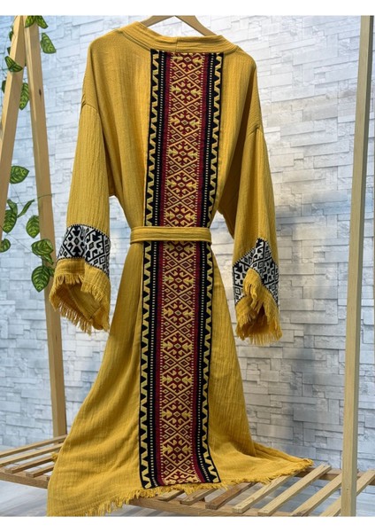 Sultan Müslin Kimono %100 Pamuklu Bornoz Kaftan Sabahlık