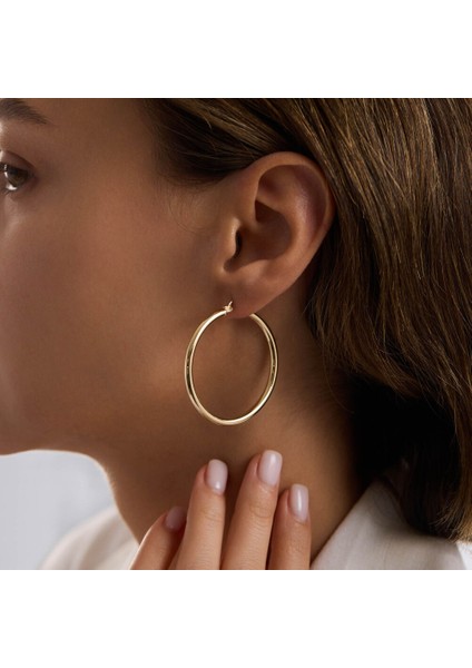 14K Altın Halka Küpe 2 mm 4.3 cm modelleri