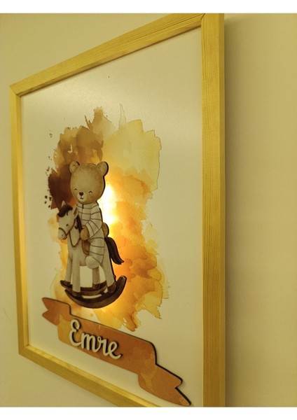 Işıklı Yeni Doğan Tablosu | Isme Özel Bebek Çocuk Hediyesi | Doğum Günü Parti Hediyesi | Ahşap Tablo fırsatları