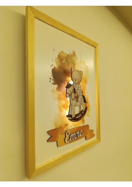 Işıklı Yeni Doğan Tablosu | Isme Özel Bebek Çocuk Hediyesi | Doğum Günü Parti Hediyesi | Ahşap Tablo indirimleri