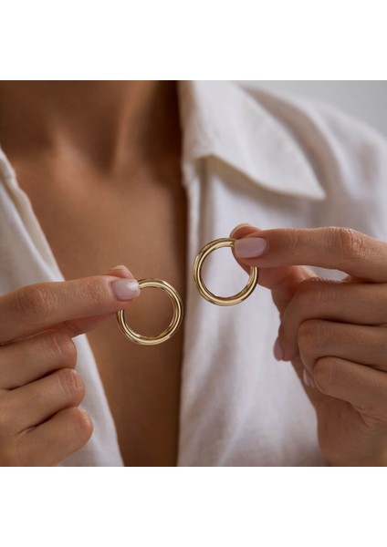 14K Altın Halka Küpe 3 mm 2.8 cm