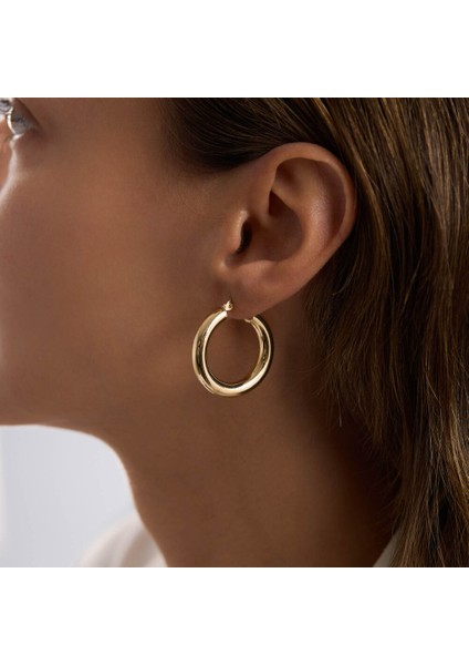 14K Altın Halka Küpe 4 mm 3.0 cm fiyatları