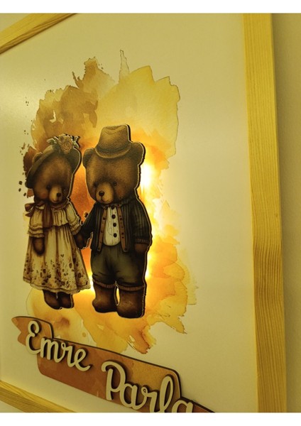 Işıklı Yeni Doğan Tablosu | Isme Özel Bebek Çocuk Hediyesi | Doğum Günü Parti Hediyesi | Ahşap Tablo fiyatları