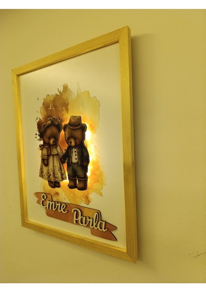 Işıklı Yeni Doğan Tablosu | Isme Özel Bebek Çocuk Hediyesi | Doğum Günü Parti Hediyesi | Ahşap Tablo modelleri