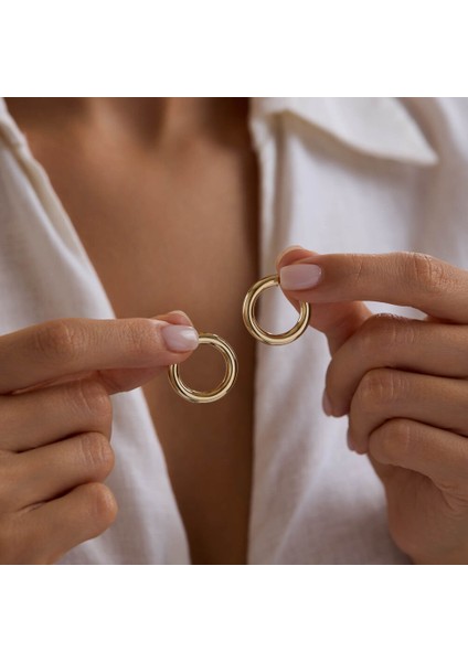 14K Altın Halka Küpe 3 mm 2.0 cm