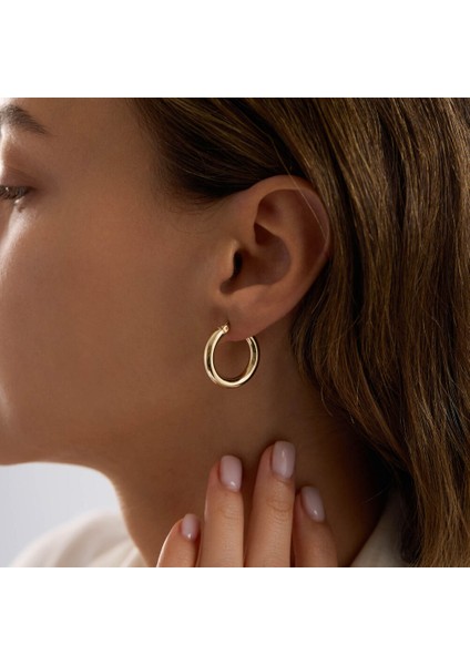 14K Altın Halka Küpe 3 mm 2.0 cm modelleri