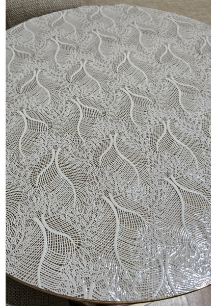 Orta Yuvarlak Salon Sehpa Örtüsü Pvc Silinebilir Modern Dantel Desenli Masa Örtüsü Bej Krem fırsatları