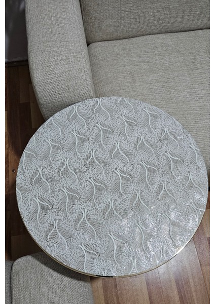 Orta Yuvarlak Salon Sehpa Örtüsü Pvc Silinebilir Modern Dantel Desenli Masa Örtüsü Bej Krem indirimleri