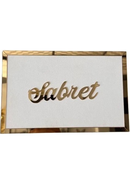 Aynalı Gold Saat ve Sabret Şükret Dua Et Tablo 2'li Set Duvar Dekorasyon Ürünü