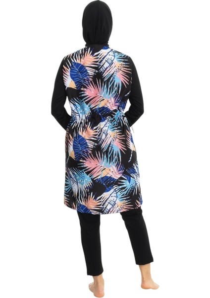 Kadın Yaprak Desenli Tam Kapalı Tesettür Mayo 2695-25 Siyah modelleri