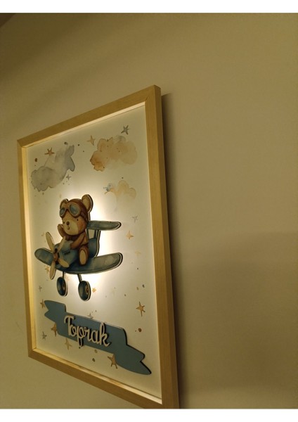 Işıklı Yeni Doğan Tablosu | Isme Özel Bebek Çocuk Hediyesi | Doğum Günü Parti Hediyesi | Ahşap Tablo fırsatları