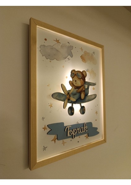 Işıklı Yeni Doğan Tablosu | Isme Özel Bebek Çocuk Hediyesi | Doğum Günü Parti Hediyesi | Ahşap Tablo indirimleri