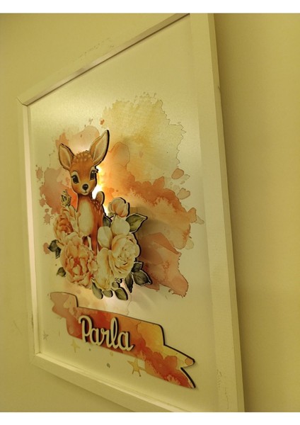 Işıklı Yeni Doğan Tablosu | Isme Özel Bebek Çocuk Hediyesi | Doğum Günü Parti Hediyesi | Ahşap Tablo modelleri