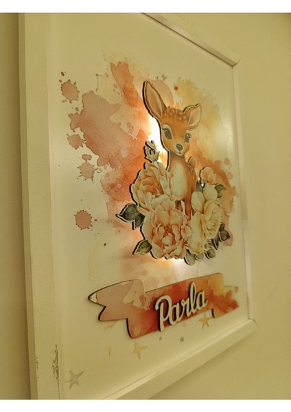 Işıklı Yeni Doğan Tablosu | Isme Özel Bebek Çocuk Hediyesi | Doğum Günü Parti Hediyesi | Ahşap Tablo fırsatları